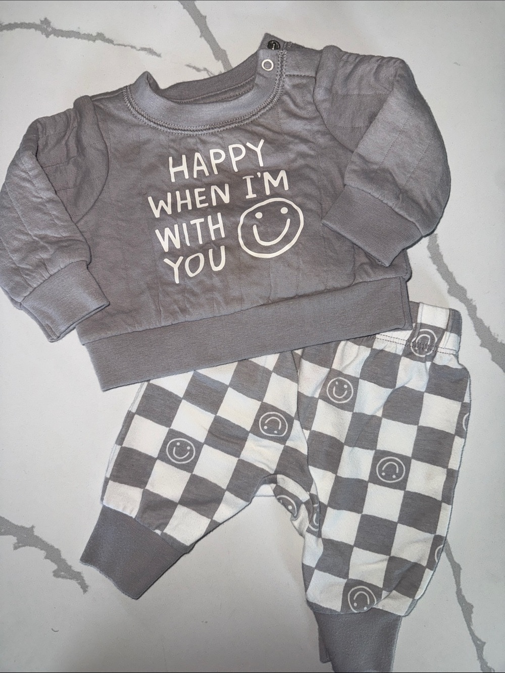 Cat & Jack Gray Smiley 2-Piece Matching Set